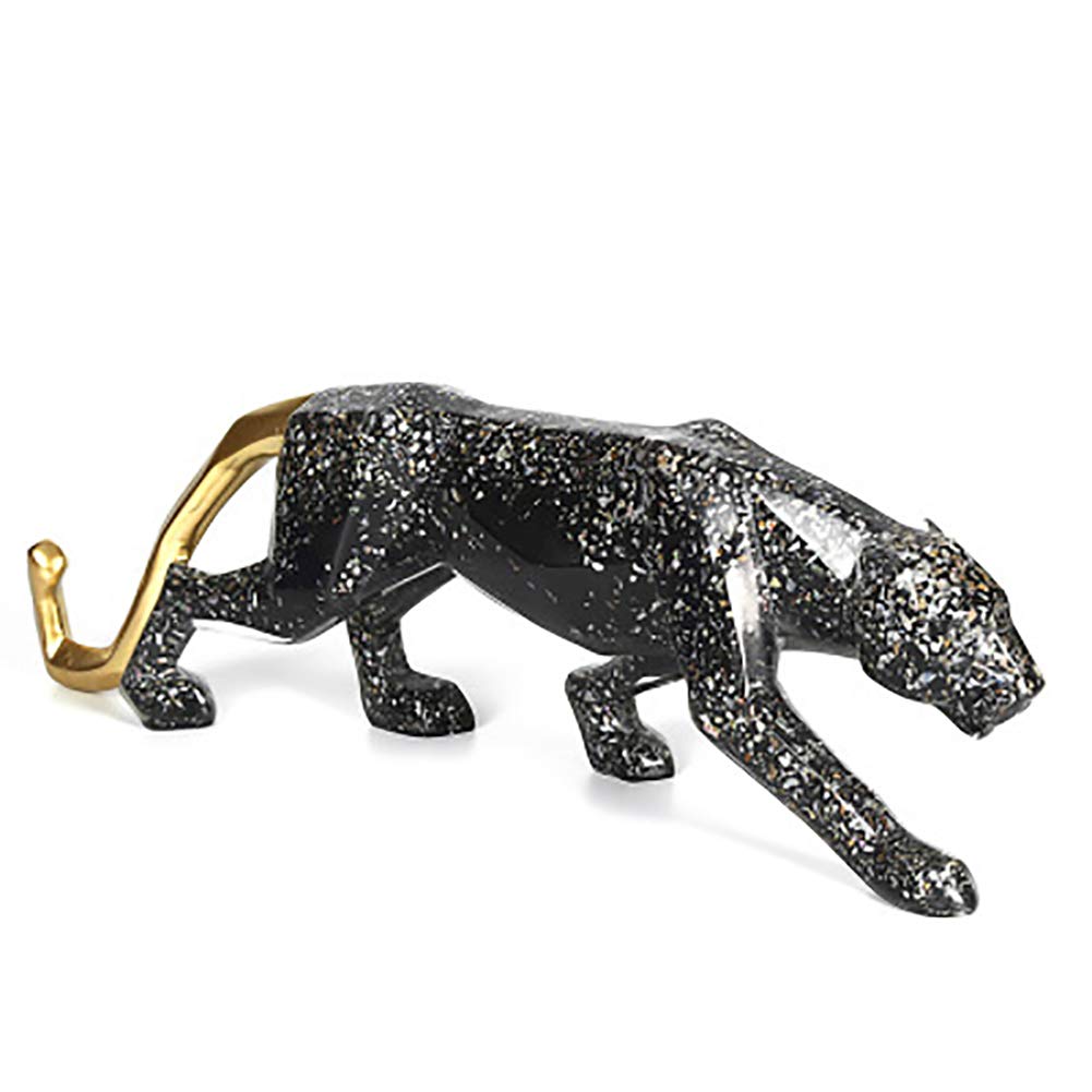 Black leopard golden tail sculture resin decoration