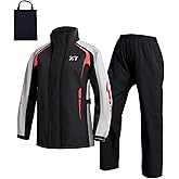 RINJOY Stylish Rain Suit Men Women's Lightweight Waterproof Packable Rain Jacket Rain Gear with Hood Windbreaker