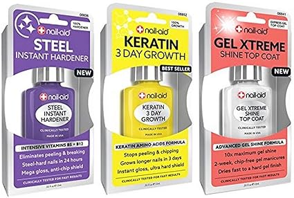Nail Aid Hardener Keratin Growth Gel Top Coat Clear 3 Count Amazon Co Uk Beauty
