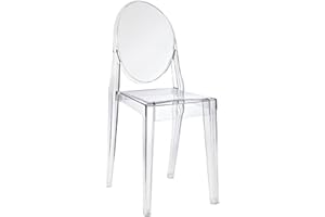 Nicer Furniture Ghost Side Chair Without Arms Modern Victoria Dining Chair Polycarbonate Plastic in Clear Transparent Crystal