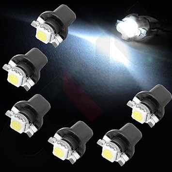 6PCS 12V B8.5D White LED Car  Speedo Dashboard Dash Wedge Side Light Bulb Lamp
