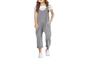 Baby Girls' Romper Kid Toddler Jumpsuits Clothes Sleeveless Playsuit Solid Long Pants with Pocket Romper Casual
