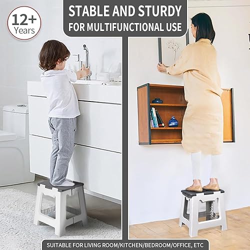 CasaZenith Folding Step Stool 13 Inch Hold Up to 300 Lb