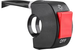 Motorcycle Handlebar Mount Switch, Universal 12V 10A 7/8inch Mount LED Headlight On/Off Switch with Button(Red)