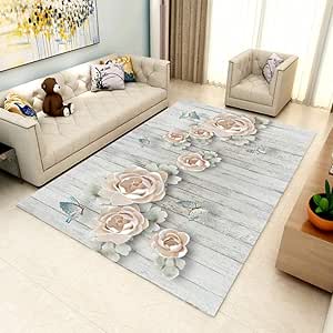 Durable Carpet Stylish Rugs Butterfly Rose Pattern Carpet ...