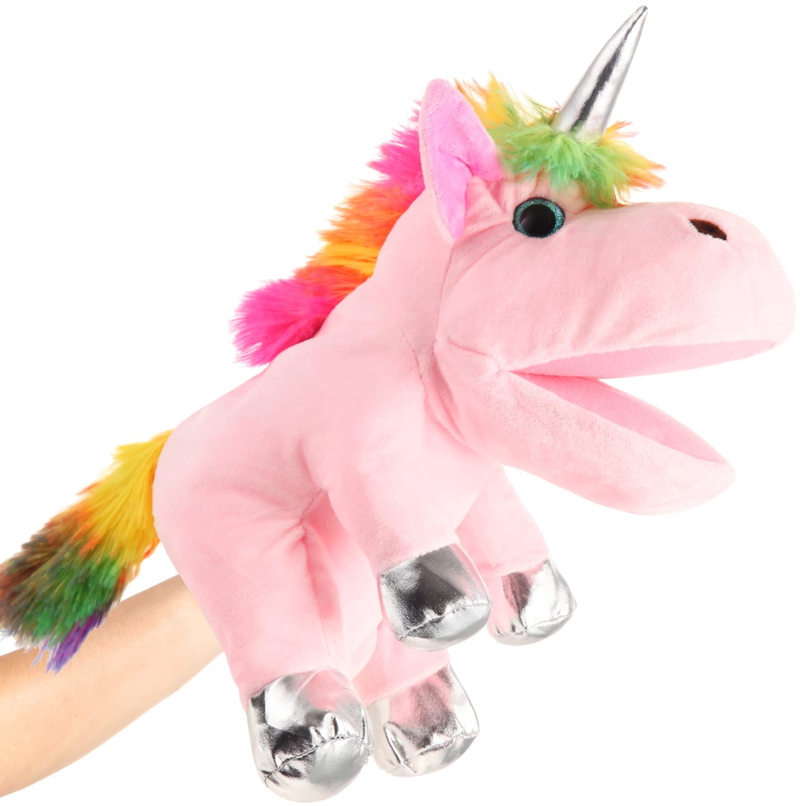 Photo 1 of Animal Hand Puppets 12 Inch Unicorn Plush Dinosaur Animals Hand Puppet Toys Role-Play Toy Puppets for Kids Storytelling Imaginative Pretend Play Teaching Preschool(Pink Unicorn)