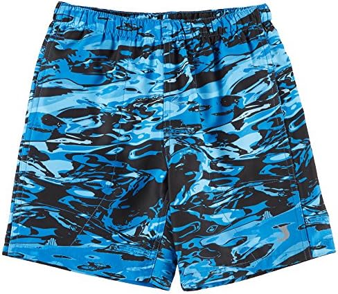 Reel Legends Little Boys Aqua Camo Swim Shorts 5 Blue/Black