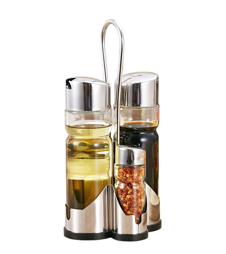 Club Set Sale e Pepe, Olio e Aceto, in acciaio inox e vetro, Salsa Aceto Cruet Set Barattoli Porta Spezie di 5