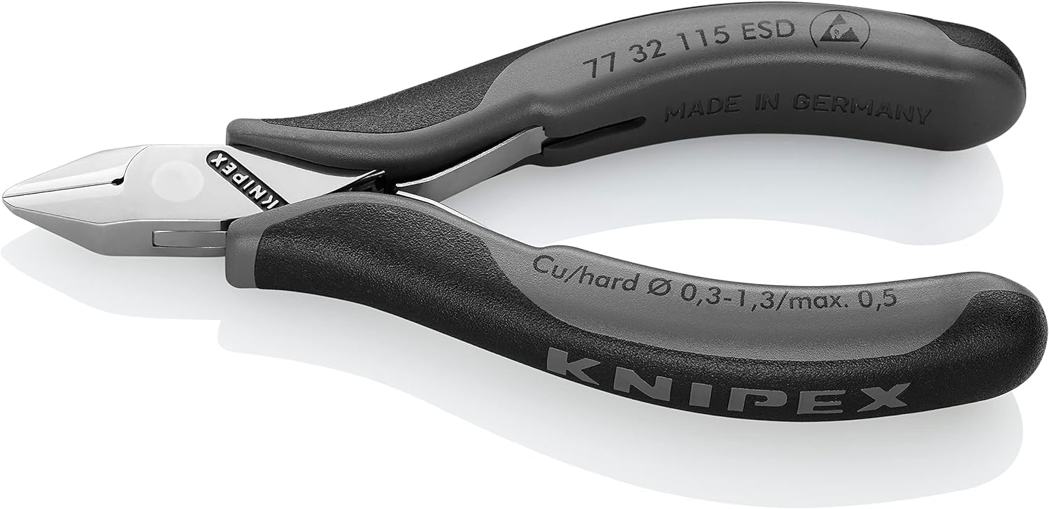 KNIPEX Electronics Diagonal Cutters ESD with Box Joint with Multi-Component Handles 115 mm, 77 32 115 ESD
