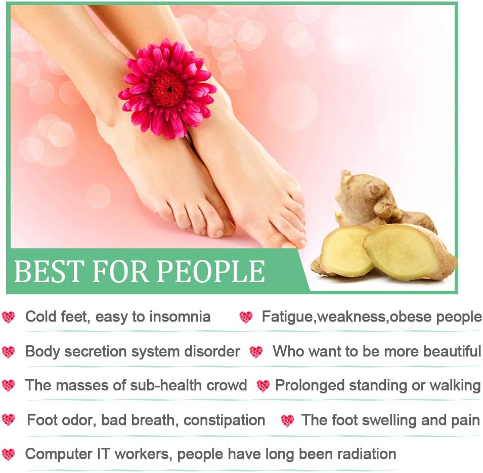 Foot Pads - (60Pads) Ginger Foot Patch for Better Sleep and Anti-Stress Relief, Pure Natural Bamboo Vinegar and Ginger Premium Ingredients Combination for Foot and Body Cleansing.: Health & Personal Care