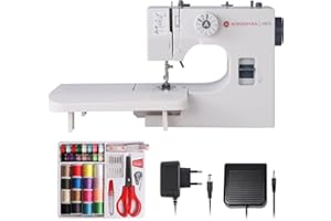 AORSEWYNN Portable Sewing Machine for Household with Table 12 Stitch Applications 2-Speed 2-Thread Foot Pedal Reverse Stitch and 42-Piece Beginners Kit, Mini Small Sewing Machines for Adult and Kids Ages 8-12