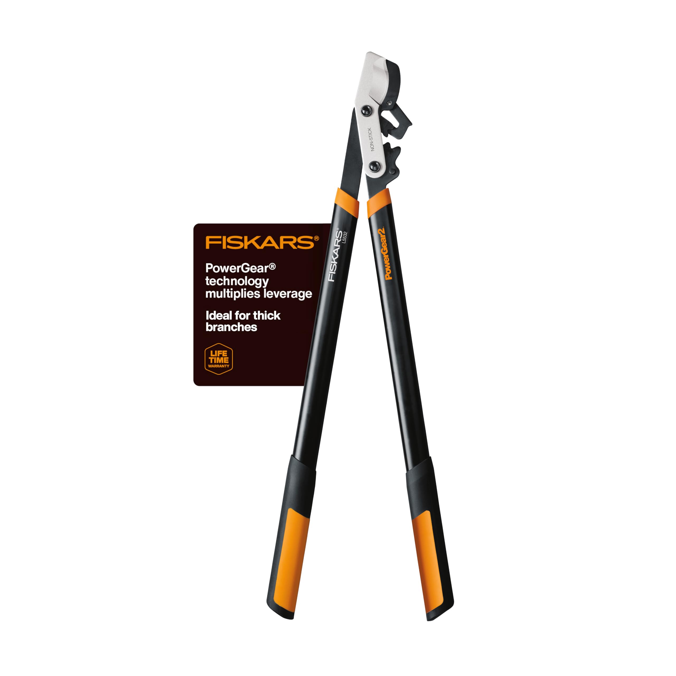 Fiskars Podadoras de 32 pulgadas para podar árboles, hoja de acero afilada de baja fricción y alta resistencia, cortador de ramas con capacidad de corte de hasta 2 pulgadas de diámetro, tecnología PowerGear2 que multiplica la potencia para menos esfuerzo
