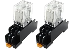 Bonsicoky 2 Pcs DC 24V Coil 8 Pin 10A DPDT Electromagnetic Power Relay with LED Indicator and Socket Base