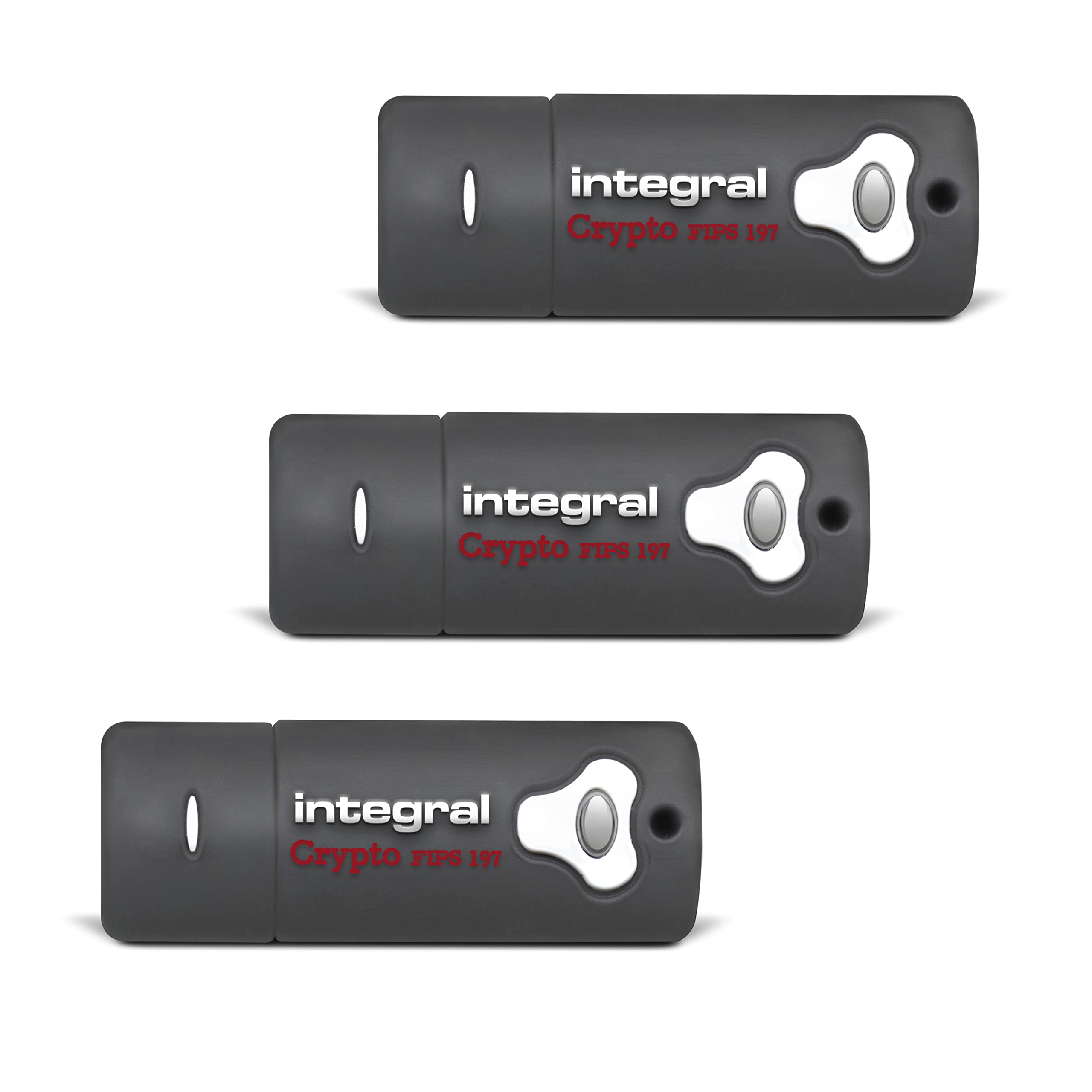 Integral 8GB Crypto-197 256-Bit Hardware 3-Pack Encrypted 3.0 USB Secure Flash Memory Drive - Certified to FIPS 197, Protection & Rugged Double-layer Waterproof Design XTS-AES — image 1
