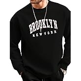 GORGLITTER Men's Letter Graphic Print Long Sleeve Crewneck Drop Shoulder Sweatshirt