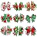 BESTOYARD 2PCS Christmas Hair Bows Grosgrain Ribbon Bowknot Hair Clip for Children Baby Girls Holiday Hair Accessories