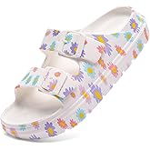 SoleEase Pillow Sandals for Women Tie-dye EVA Platform Slides with Adjustable Double Buckle and Arch Support for All-Day Comfort