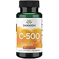 Swanson Vitamin C with Rose HIPS Immune System Support Skin Cardiovascular Health Antioxidant Supplement 500 mg 100 Capsules