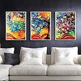Cindere 3Pcs 7.9 x 11.8inch Oil Painting House Canvas Wall Art Landscape Painting Print on Canvas Wall Decoration Abstract Tree