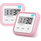 Timer, Kitchen Timers for Cooking Classroom Timer for Kids Teachers Magnetic Digital Timers 2 Pack, Pink