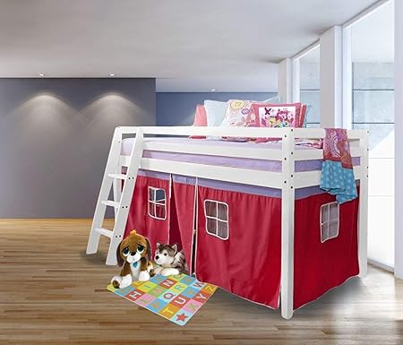 Xeohome Modern Cabin Bed Mid Sleeper Small Bunk Kids Children S
