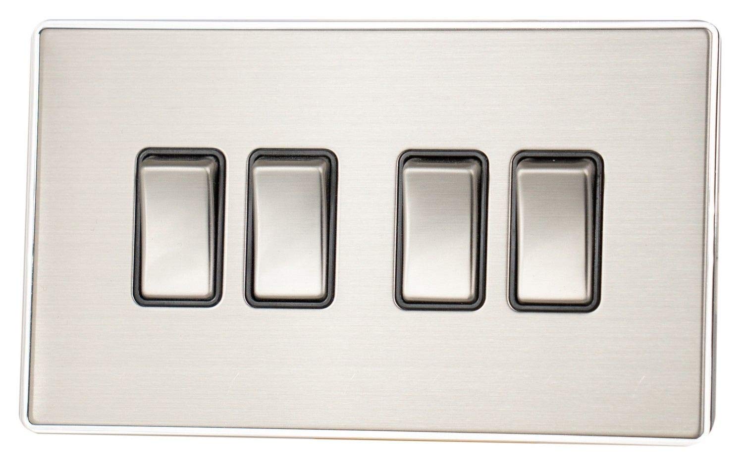 Lexus Screwless Brushed Steel Switch (4 Gang) - LSS304