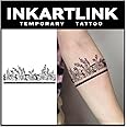INKARTLINK Tattoo Tech, 2 Sheets Large Semi Permanent Tattoo, Adult Art Design Temporary Tattoos, Lasts 1-2 Weeks, Waterproof, Realistic Look, No Adhesive, No Reflection (Flower Cluster Armlet Design)