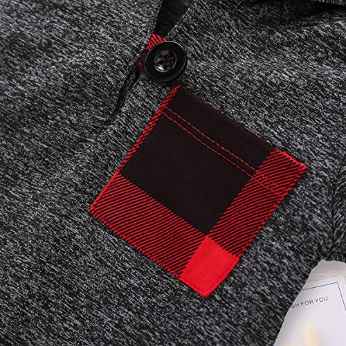 image for VOLUOVO Toddler Baby Boy Girl Clothes Plaid Pocket Hoodie Sweatshirt J