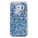 Galaxy S6 Edge Case, Galaxy S6 Edge Liquid Glitter Case,PHEZEN 3D Creative Design Shiny Quicksand Flowing Bling Glitter Sparkle Heart Clear Hard Case for Samsung Galaxy S6 Edge - Blue Diamonds