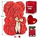 Rose Bear Teddy with Ribbon – 10” Flower Bear with 300+ Artificial Roses – Gift Boxed for Her with Balloon and Customizable Greeting Card for Christmas, Valentines Day, Anniversary and Birthday