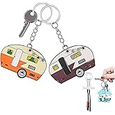 TrustBlai Camper Keychain, Upgraded Double-Side Metal Camping Key chain, Couples RV Accessories Set of 2 for Men Women