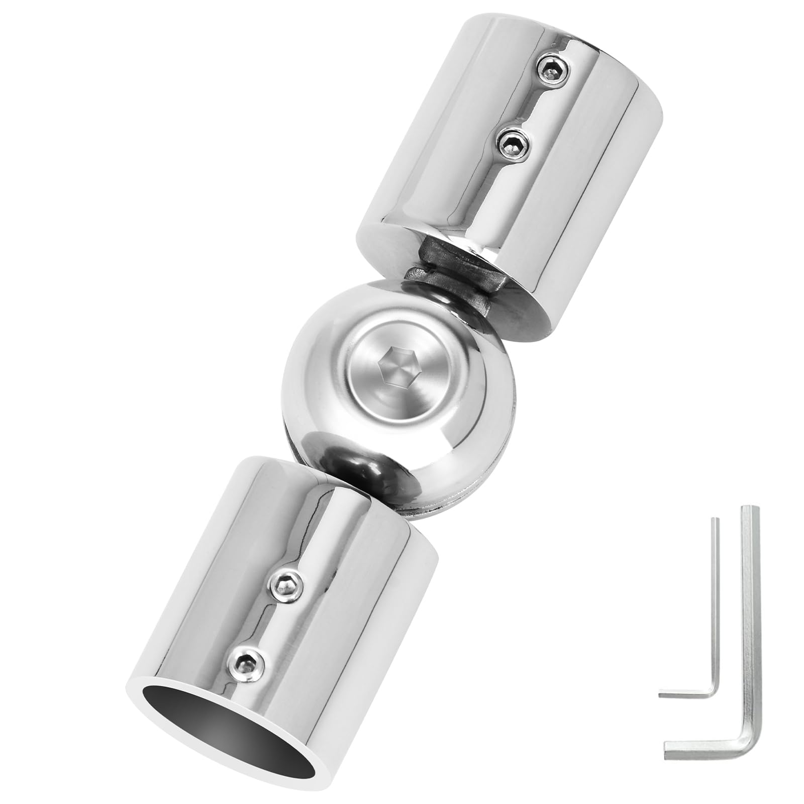 Heavy Duty Bay Window Curtain Pole Elbow Joint Kit - Hinged Elbow Corner Connector for 1” Curtain Rod - Adjustable, Silver, 1 Pack — image 1