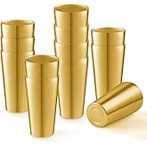 CSTOUTHOM 12 Pack 18.6 oz Stainless Steel Insulated Cup, Double Wall Vacuum Metal Cup, Reusable Camping Cups Unbreakable Indoor Outdoor for Party, Home, Office, BBQ, Gold