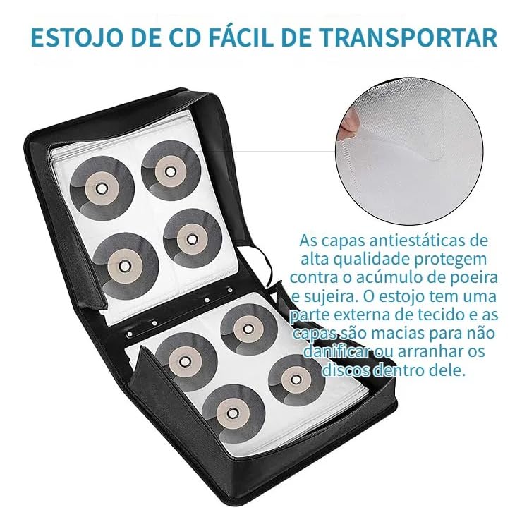 Organizador Porta Cd Para 520/400 Discos Cd/dvd/blu Ray Pasta (400)