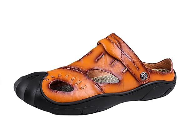 Insun Herren Outdoor Sport Sandalen Geschlossen Sandalen Leder Trekkingsandalen Strand Sandale