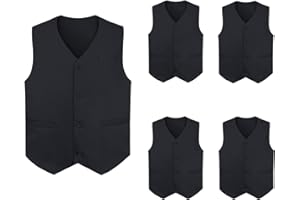 TopTie 5 Packs Unisex Waiter Uniform Vest Bartender Waitress Workwear with Pockets