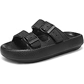 Haifago Cloud Slide Sandals for Women Comfort Recovery Pillow Sandal, Lightweight House Bathroom Shower Slippers Adjustable Double Buckle Platform Slide