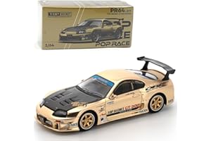 Diecast Model Car Compatible for Toyota GT300 Supra Chrome Gold Top Secret w/Carbon Hood 1:64 Scale Poprace Diecast Scale Mod