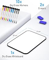 Nicpro 2 Pack Dry Erase Whiteboard A4 Magnetic Double Sided 21x30 cm view 2