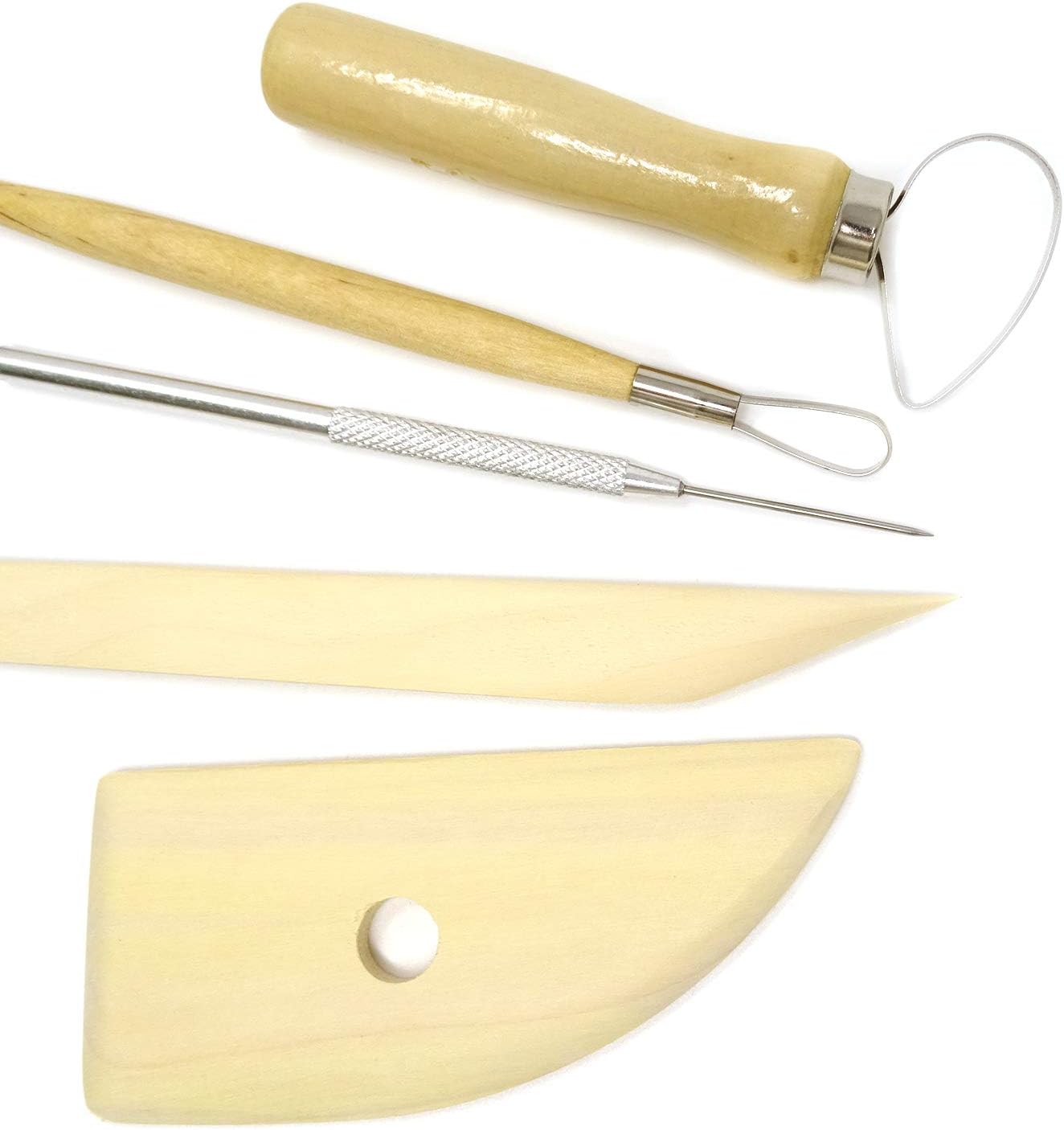 Honbay 8-Piece Wooden Pottery Clay Wax Tool Kit Carving Sculpting Modeling Tool Set