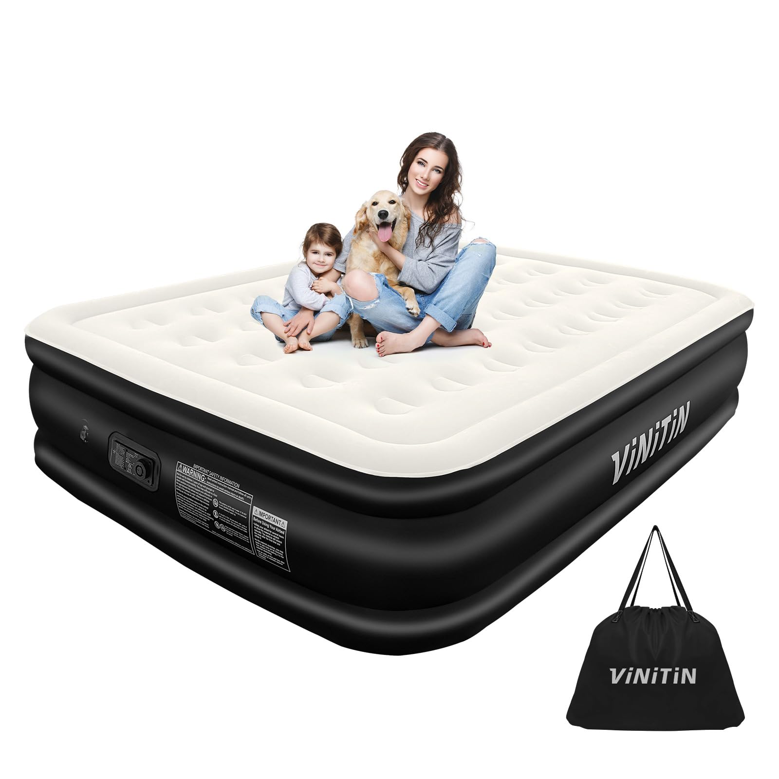 Photo 1 of Vinitin Air Mattress Queen with Built in Pump, 18" Elevated Inflatable Blow Up Mattress with Self-Inflation/Deflation, Soft Flocked Top Air Bed for Guest, Home,Camping, 80x60x18in, 660lb Max