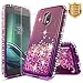 NageBee Moto G4 Play/Moto G Play Case w/[Tempered Glass Screen Protector], Glitter Liquid Quicksand Waterfall Flowing Sparkle Shiny Diamond Girls Cute Case for Moto G Play 4th Gen -Pink/Purple