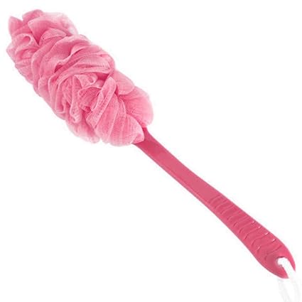 Fllik Loofah Bathing Accessories, Long Handle Bathing Soft Loofah Sponge For Back Scrub For Men And Women (Pink)