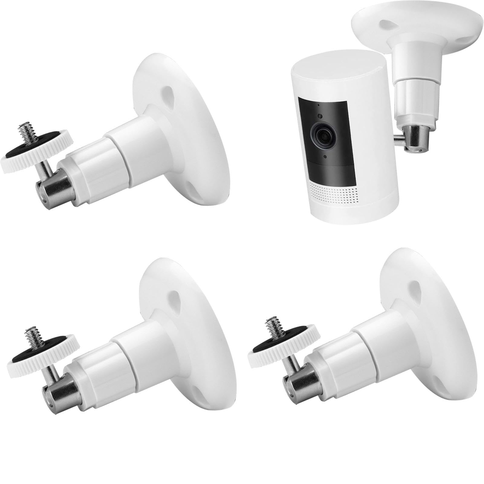 3 Pack Camera Wall Mount Brackets, 360 Degree Adjustable Holder for Ring Surveillance Cameras, Ring Stick Up Camera Mount, No Drill, Easy Installation, Indoor and Outdoor Use