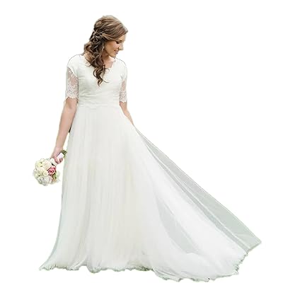 sachin and babi light blue dress Automan A-Line Lace Tulle Beach Modest Wedding UK