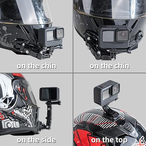 Kit Montaggio Casco Moto Con Adesivi Curvi Per GoPro - Compatibile Hero 12, 11, 10, 9, 8, 7, 6, 5, Black, Session, Xiaomi Yi, SJCAM, AKASO, Campark - Foto 13