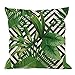 HGOD DESIGNS Palm Pillow Case, Summer Exotic Jungle Plant Tropical Palm Leaves on The Geometric Cotton Linen Cushion Cover Square Standard Home Decorative Throw Pillow 18x18 inch White Black Green