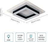 Comely Modern LED Ceiling Light 30W 3300LM Square Black White 6500K view 2