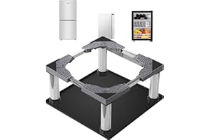 HUROUTD Mini Fridge Stand with Silicone Mat, Adjustable Refrigerator Stand with 4 Stainless Steel Feet (9"-10.2" High), Suitable for Small Refrigerators, Portable Compact Washer or Dryer