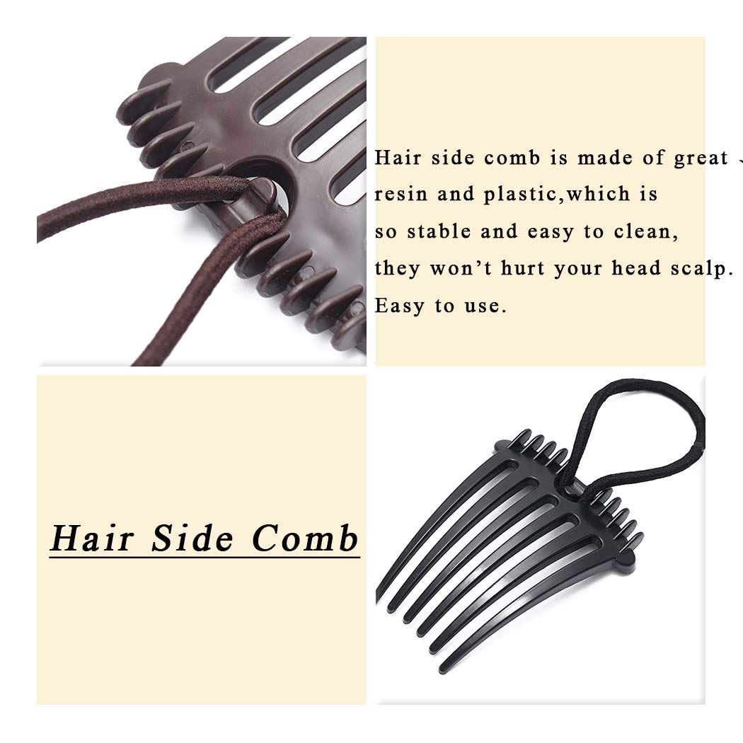JONKY Resin Black Side Combs for Ponytail Holder Rubber Band Ponytail Combs Hair Accessories Hair Side Combs Heighten Hair Tools Work Party Gifts for Women and Girls (Pack of 2) : Beauty